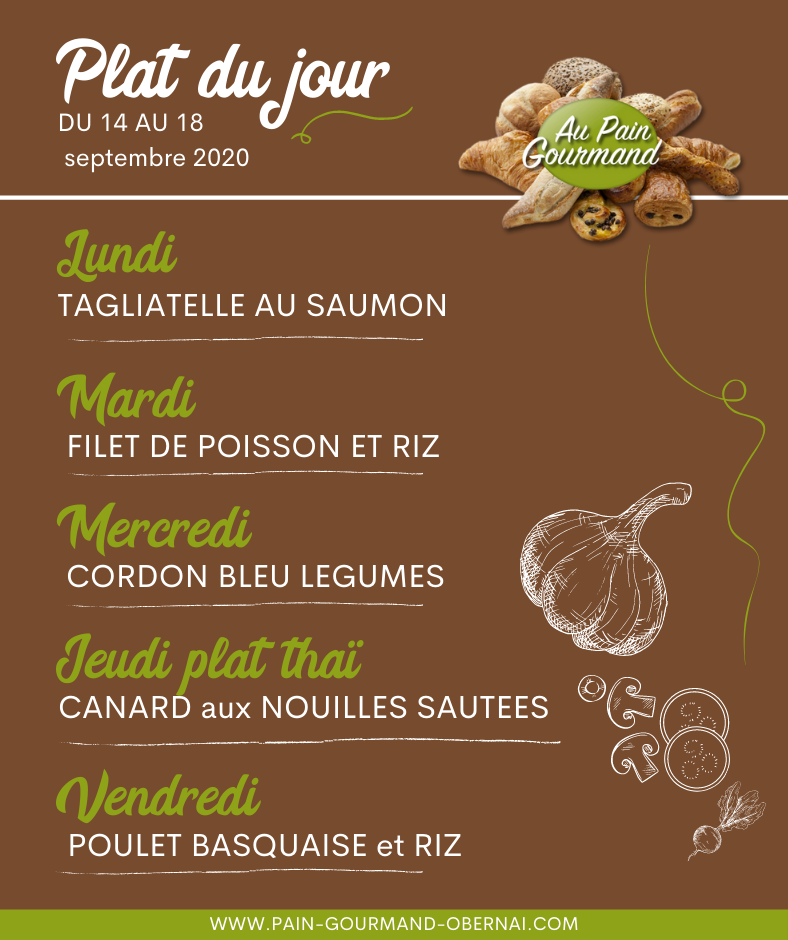 Les plats du jours de cette semaine H&oelig;nheim