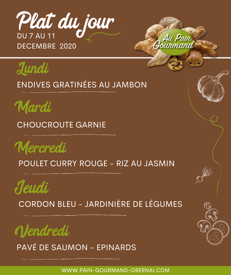 Plat du jour de la semaine a Obernai Schiltigheim