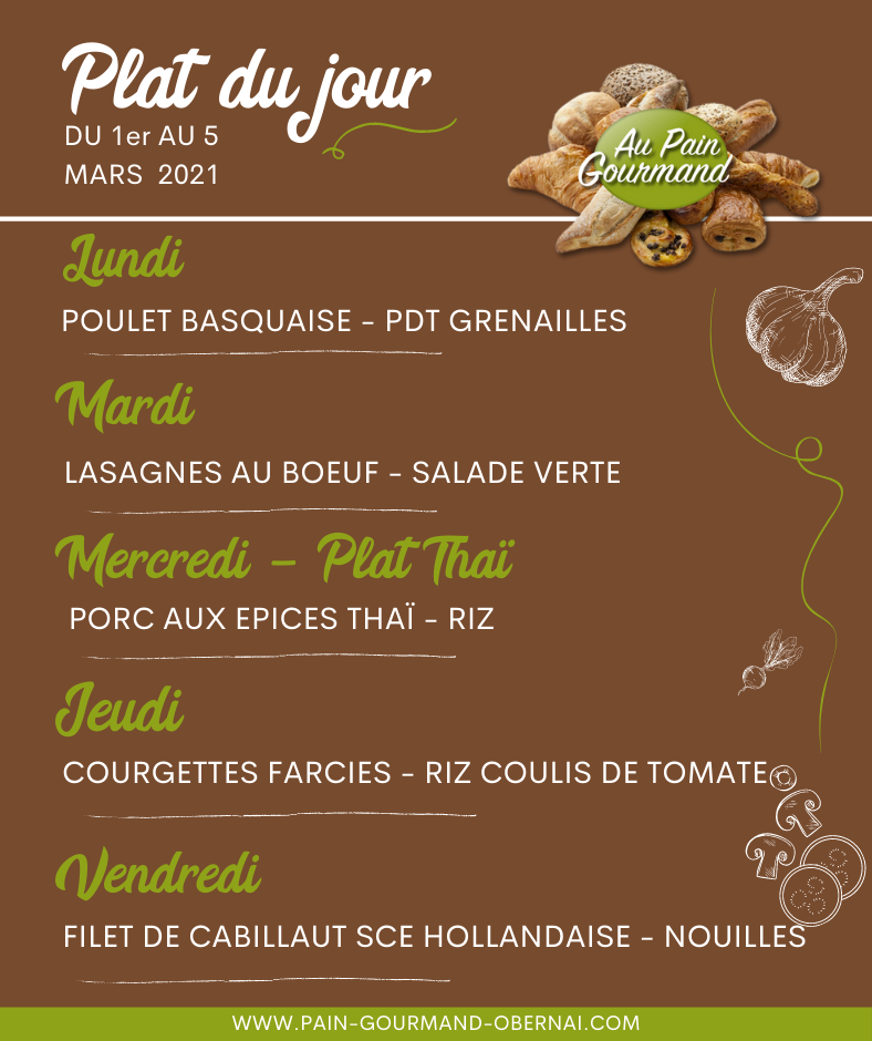 plat du jour sur Obernai Lingolsheim