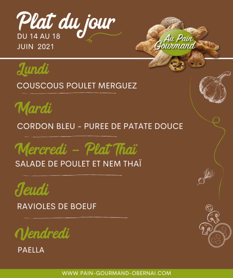 Les plats  du jour de cette semaine Erstein